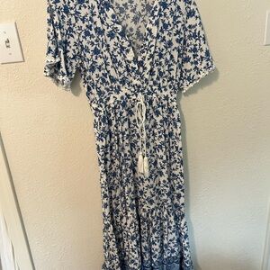 Floral Blue and White Women's Dress